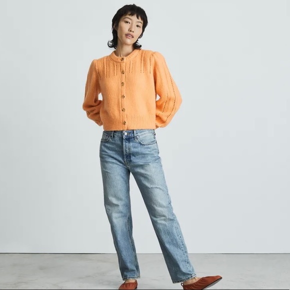 NWT Everlane Cloud Cardigan in Papaya - Picture 2 of 3